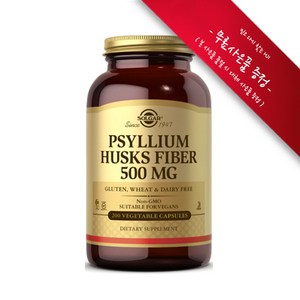 [사은품증정] 솔가 실리움 허스크 파이버 차전차피 식이섬유 500mg 200정 (베지 캡슐) Solga Psyllium Husk Fibe 500mg 200 Vege Caps, 챱스틱 증정[1개], 1개