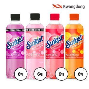 썬키스트 600ml 24병(오렌지+자몽+제로자두자몽+제로복숭아레몬), 24개