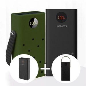 로모스 PEA40 고속충전 40000mAh 보조배터리 펀칭실리콘케이스 포함 세트, 블랙