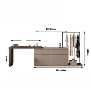 굿즈컴바인 스토어 일체형 수납장 옷걸이, A. 카키 6단 서랍장 + 테이블 + 옷걸이
