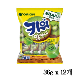 오리온 키위알맹이 과일맛 젤리, 36g, 12개