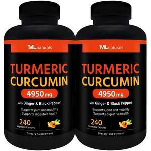 [미국빠른직구] 신제품 마이라이프 내추럴스 강황 커큐민 4950mg (진저+블랙페퍼), 2개, 240정