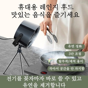 휴대용 환풍기 냄새빼기 휴대용후드테이블 레인지후드 저소음 초강력흡력연기빼기 삼겹살구이 훠궈 샤브샤브 필수, 흰색+2개  여과망