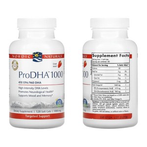 노르딕 프로DHA ProDHA 1000 1000mg 소프트젤 120정 딸기맛/헤외직구 미국정품, 1개