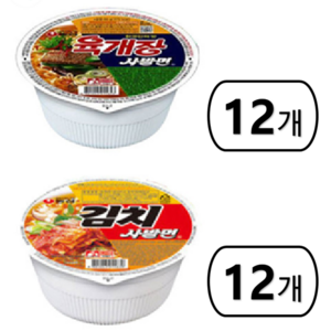 농심 육개장 사발면 86g 12p + 김치 사발면 86g 12p, 1세트