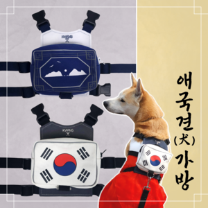 크왕 대형견 애국견 사각 백팩 하네스, 1개, 태극