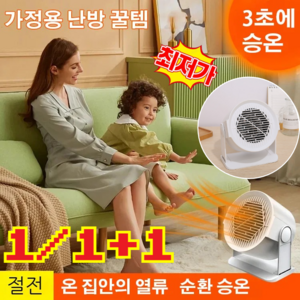 1/1+1 가정용 팬 히터 소출력온풍기 기숙사 난방기 에너지 절약/저소음, 220V, 220V * 화이트*1+1