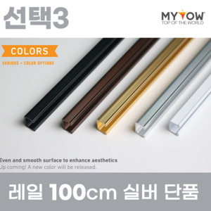 마이토우 와이어 액자걸이 레일 걸이 프리미엄 세트 50cm 100cm 액자 레일 단품 50cm 100cm 5색상 액자 걸이 4종, 선택3(100cm레일단품), 1개, 색상(실버)