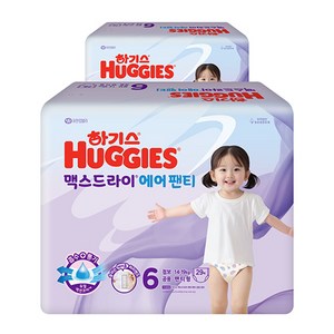 하기스 뉴 맥스드라이 팬티형 기저귀 남여공용, 6단계, 58매