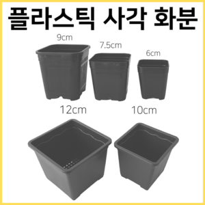 <국내생산> 플라스틱 화분 모음 다육이 모종화분 플분 6cm 7.5cm 9cm 10cm 12cm