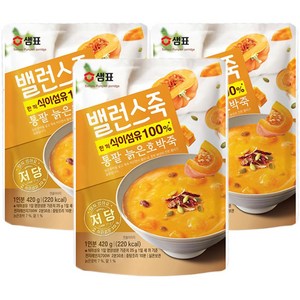 샘표 밸런스죽 통팥 늙은호박죽, 420g, 3개