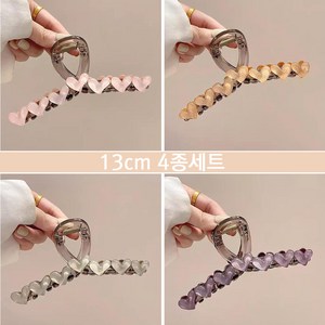 4P 젤리 러브 하트 9cm 13cm 헤어집게핀 4종세트