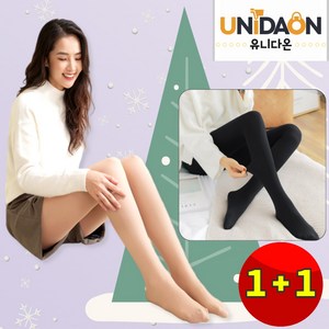 (1+1)UNIDAON 여성 기모레깅스 쫀쫀한 고탄력 무발 유발 몸매교정 스판 겨울레깅스