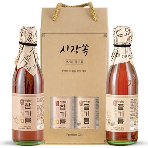 시장쏙 전연화 참기름 골드 350ml + 전연화 들기름 350ml 프리미엄 선물세트 1호, 1세트