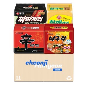 농심 오뚜기라면 봉지라면세트 18P (짜파게티 더블랙 4P + 참깨라면 4P + 신라면 5P + 너구리 5p )