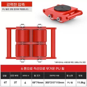 대형장비 운반롤러 도비캐스터 도비장비 중량물운반, 튼튼한 고무 바퀴 직선 6 톤, 1개