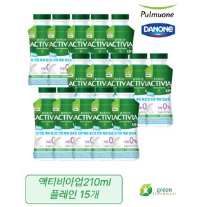 풀무원다논 무지방 액티비아업 마시는 요거트 플레인, 210ml, 15개