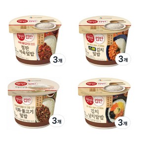 햇반컵반 컵밥세트 4종 12개 (철판제육3+스팸김치3+직화불고기3+김치날치알3), 1세트, 251g