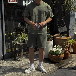 데일트 노튼 남자 피그먼트 워싱 반팔티 반바지 세트