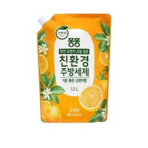 LG생활건강 퐁퐁 친환경주방세제 오렌지향 리필 1.2L, 12개