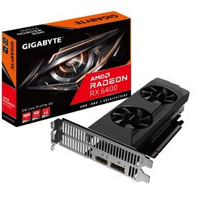 GIGABYTE AMD Radeon RX 6400 D6 로우 프로파일 4G GDDR6 비디오 그래픽 카드 블랙