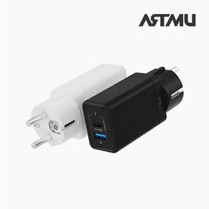 아트뮤 USB PD 65W PPS GaN 접지 듀얼 초고속 충전기 GC720, 블랙, 1개