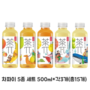 왕부정 중국 음료수 차파이 5가지 500ml x 15개(각3개) 박스단위, 2박스, 7.5L