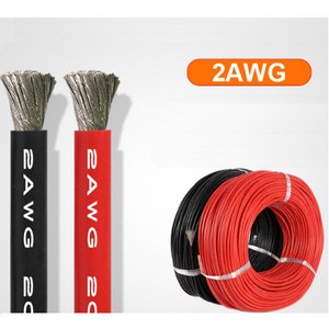 실리콘케이블 / 2AWG / 35SQ / 주석도금 / 최대허용전류 400A / 1M 가격 / 절단없이 연결해서 보냄, 2AWG 빨강 1M, 1개