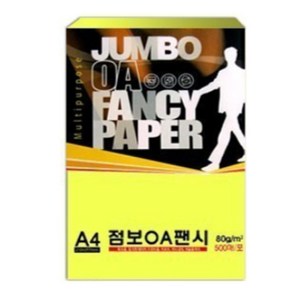 [동화오피스] 두성종이 OA 팬시페이퍼 80g 500매 / A4 색지 용지, Q01.형광레몬색