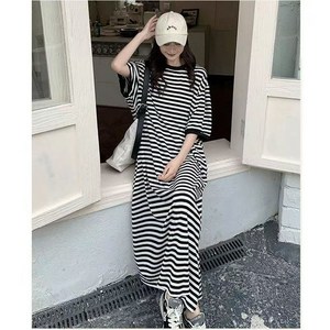여성 트임 스트라이프 박시 롱 원피스dasdasz