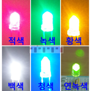 (100개 묶음) 고휘도 발광 다이오드 투명 LED 5파이 (5mm) 아두이노 라즈베리파이 실습용 전자부품 적색 녹색 황색 백색 청색 연녹색, 1개, 황색(100개묶음)