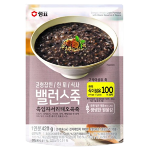 샘표 밸런스죽 흑임자 서리태 오곡죽, 420g, 12개