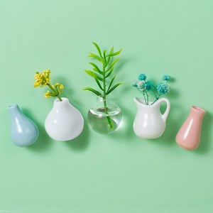 작은 냉장고 장식 미니 세라믹 꽃병 조경 귀여운 장소 꽃꽂이, 5pcs 2