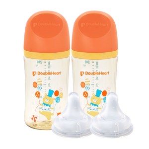 더블하트 모유실감 3세대 PPSU 디어프렌즈 트윈팩 240ml+젖꼭지(2입), 서커스베어, 3세대 젖꼭지SS, 1개