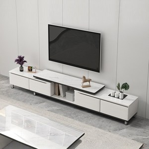 확장형 거실장 220*30CM 서랍형 TV장, 화이트