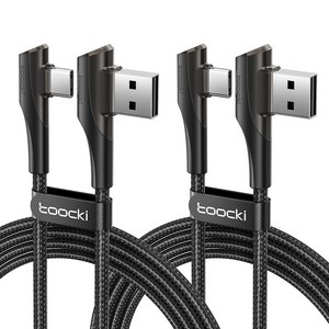 Toocki 90도 듀얼 ㄱ자형 USB-A/C to C타입 480Mbps 초고속 충전케이블, AtoC, 2개, 2m