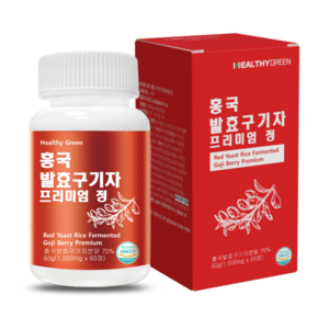 헬씨그린 홍국 발효 구기자 프리미엄 정 1000mg 2달분, 3개, 60정