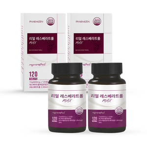 파미젠 리얼 레스베라트롤 트랜스형 포도추출분말 99% 600mg 4개월분, 2개, 120정