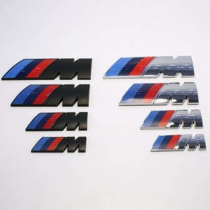 BMW 스티커 M 퍼포먼스 엠블럼 트렁크 휀다 C필러 몰딩 악세사리 튜닝 용품, 46mm x 15mm(1개), 유광실버