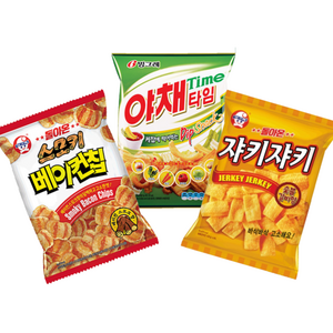 빙그레 스모키 베이컨칩 5개 + 야채타임 5개+ 쟈키쟈키 5개 (총15봉지), 1세트, 1.05kg