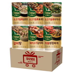 [꾸리미] 프리미엄 국 탕 찌개 6종 (소고기듬뿍육개장 소고기듬뿍설렁탕 소고기듬뿍미역국 갈비탕 돼지고기김치찌개 차돌된장찌개), 1세트, 400g