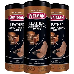 [3팩 배송] 미국 와이만 가죽 컨디셔닝 와이프 클리너 관리용품 티슈 30매 / Weiman Leathe Wipes, 3개