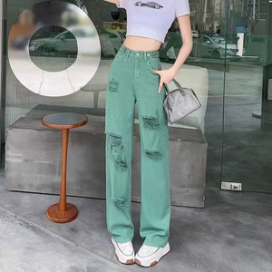 해피유통 여성 찢어진 코디 스트레이트 청바지 jhljq