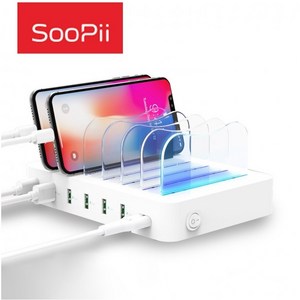 Soopii 6포트 LED 고속 멀티충전기 CS60, white, 1개