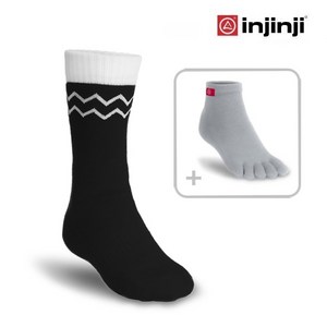 [Weshop][INJINJI NEW EcoWool] 뉴 에코울 퍼포먼스 세트 (울양말+발가락 라이너 세트), 블랙 1세트, 1개