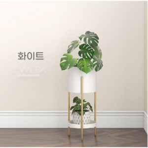아이위크 인테리어 거실 베란다 철제 화분 선반대 꽃 선반, 2단, 화이트