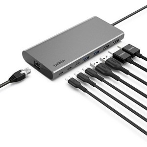 Belkin Connect Universal USB-C 8-in-1 듀얼 디스플레이 코어 허브(실리콘 모션 기술 포함) - Mac Windows 및 Chromebook과 호환 1, 1개