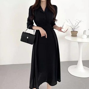 여성용 긴팔 A라인 플레어 하객룩 롱 원피스 One-piece dress D2937