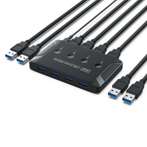 OULLX KVM 스위치 4X4 USB 30 선택기 4 포트 pc 공유 키보드 마우스 스캐너 프린터 용 장치 Kvm 허브, 1) USB3.0