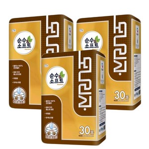모나리자 휴지 티슈 두루마리 화장지 순수 프리미엄 3겹 30롤X3팩 천연펄프 100%, 30롤, 3개